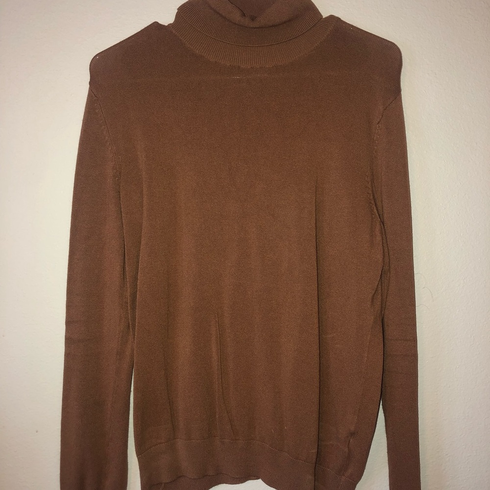 Brown mock neck sweater